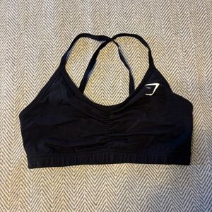 Black Gymshark Ruched Sports Bra